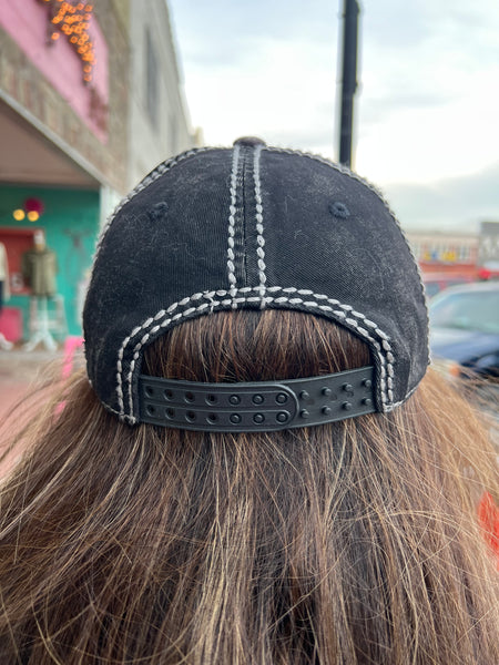 XL Bling Winged Fleurdelis High Contrast Cap charcoal/black gunmetal/ab