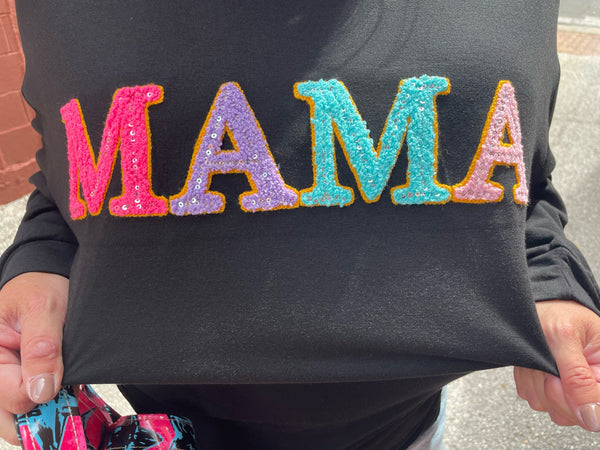 Mama Chenille Sequins Embroidery Sweatshirt