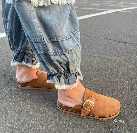 Corkys Day Dream Clogs in Tobacco Faux Suede
