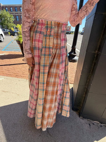 Amber Mixed Plaid Maxi Skirt