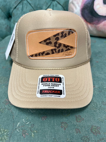 Cream Trucker Hat Leopard Thunderbolt