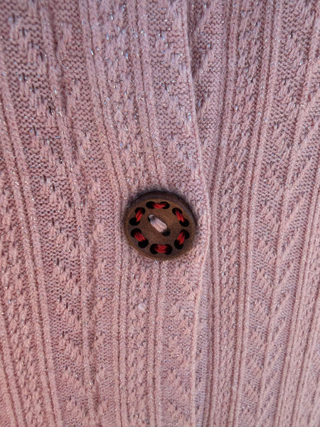 Violet Rose Shimmery Button Down Thermal Top