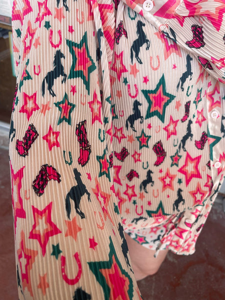 Super Star Press Pleated Short Set