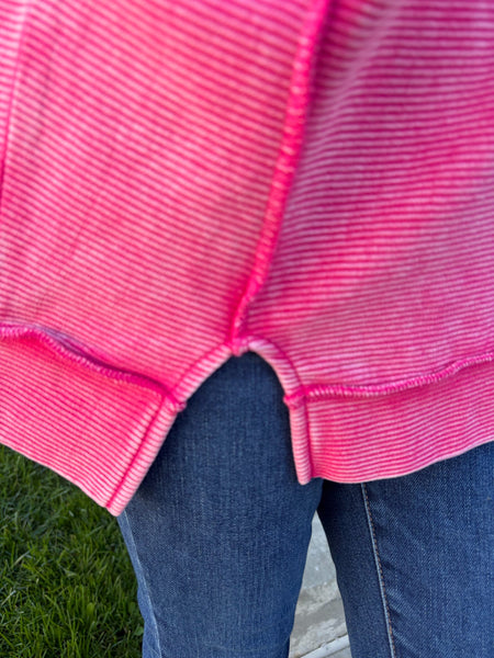 Hot Pink Ribbed Oversized Top