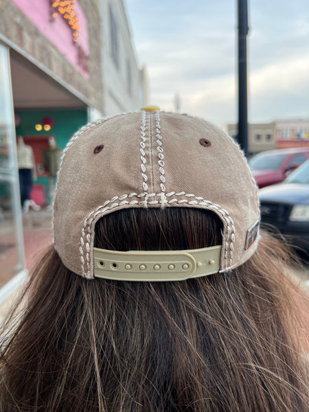 XL Glass Silver AB Crystal Flower Two Tone High Contrast Ball Cap mustard/cinder silver/ab