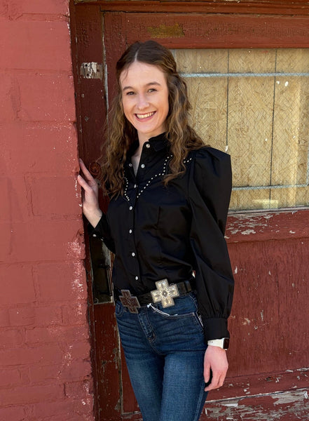 Black Tooled Leather Vintage Silver Cross Aztec Concho Belt
