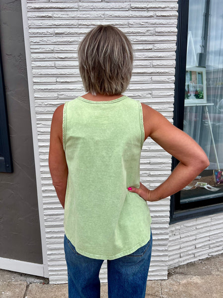 Pistachio Sleeveless Top w/ Boot Print