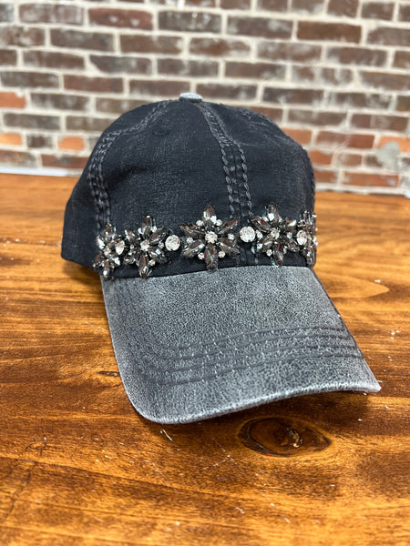 Lovelle Glitz Deco Two Tone Baseball Cap Black