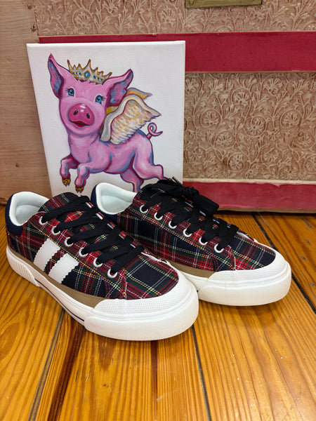 Corkys Thats Her Sneaker Navy Plaid