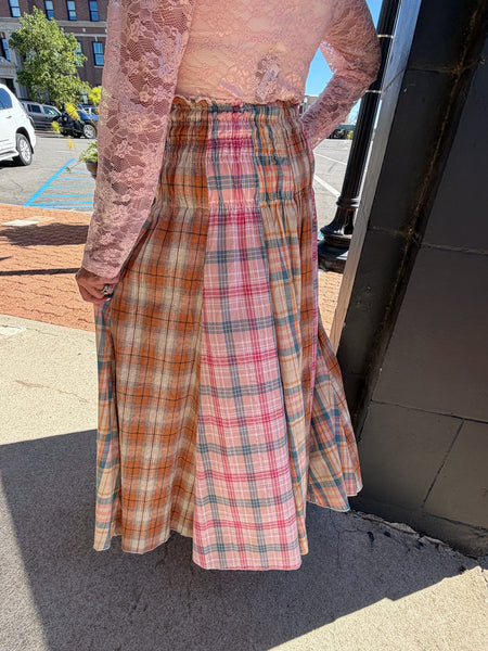 Amber Mixed Plaid Maxi Skirt