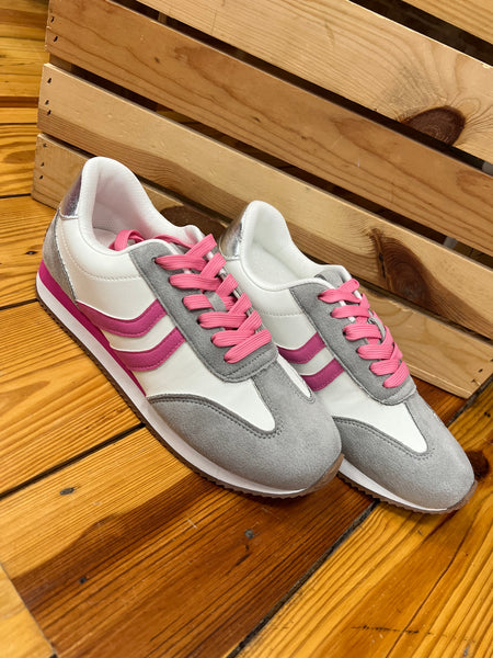 Corkys Kickoff Sneaker Grey Pink Combo