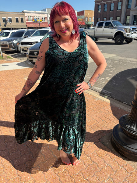 Cut Out Velvet Blue Dress