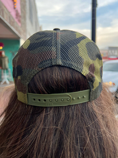 Camo Hat w/ Sequin Deer Patch