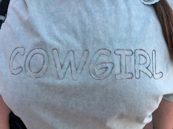 Cowgirl Acid Wash Embellished Tee