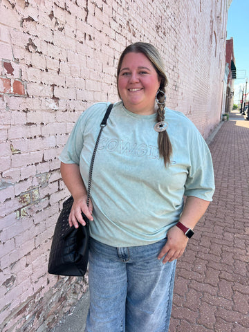Cowgirl Acid Wash Embellished Tee