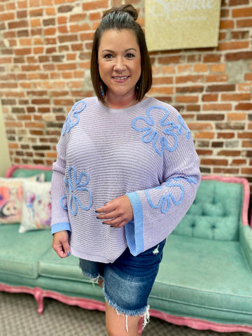 Dusty Lilac Flower Patterned Top Plus Size