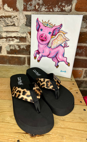 Corkys Overboard Flip Flops Leopard
