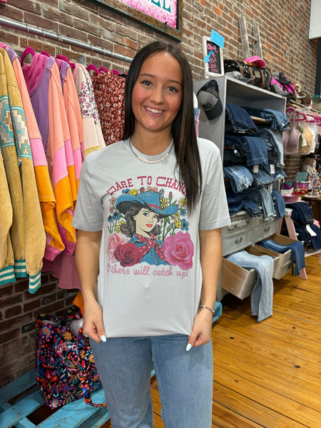 Dare To Change Tee On Silver