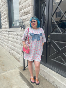 Heather Grey Short Sleeve Bow Patch Dress