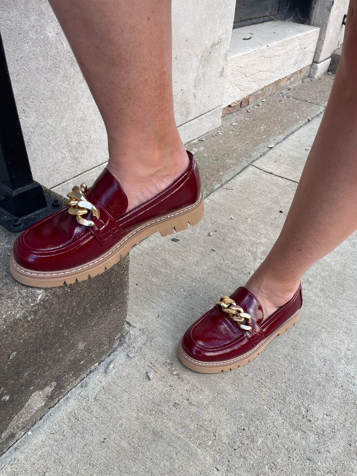 Corkys Not Literally Loafer Dark Red Crinkle Patent