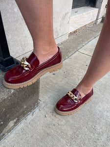 Corkys Not Literally Loafer Dark Red Crinkle Patent