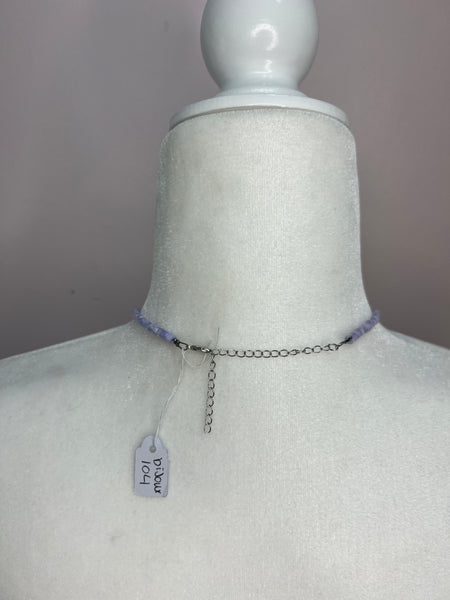 Purple Shell Heishi Choker w/ Sterling Silver Pearls