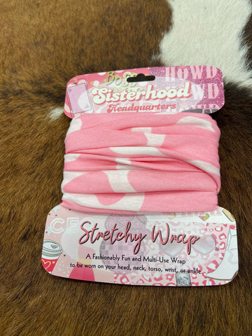 Pink Cow Print Stretchy Head Wrap