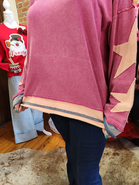 Orchid LS Star Patch Detailing Top Plus Size