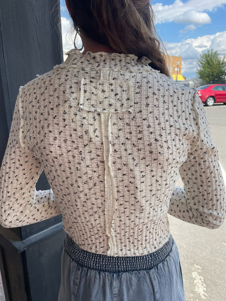 Ivory LS Floral Print Thermal Top