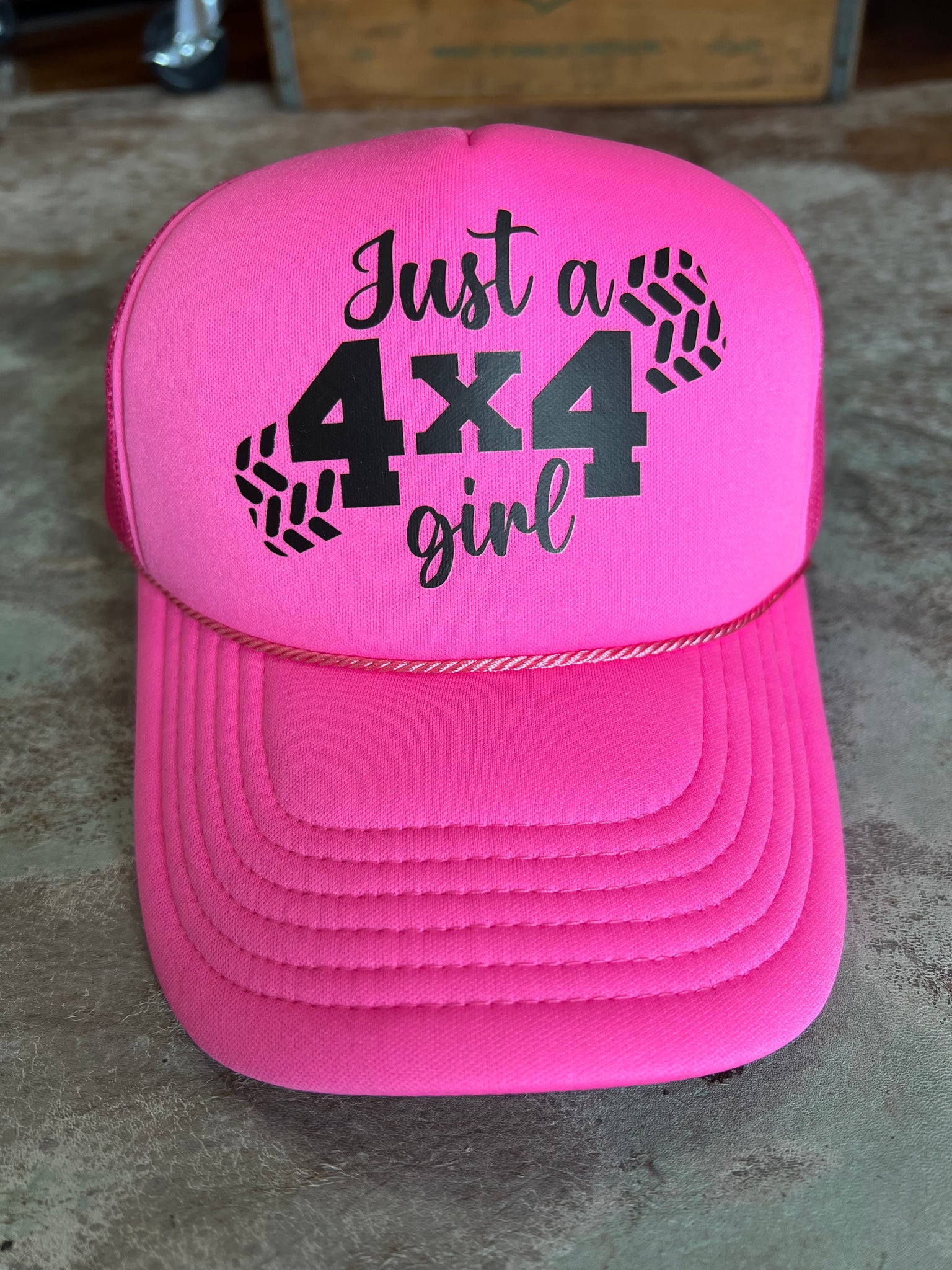 Just A 4x4 Girl Trucker Hat Pink
