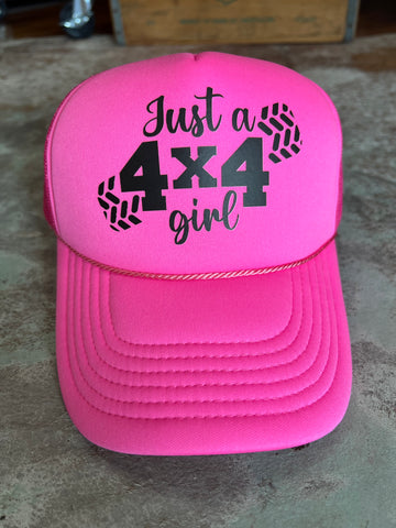Just A 4x4 Girl Trucker Hat Pink