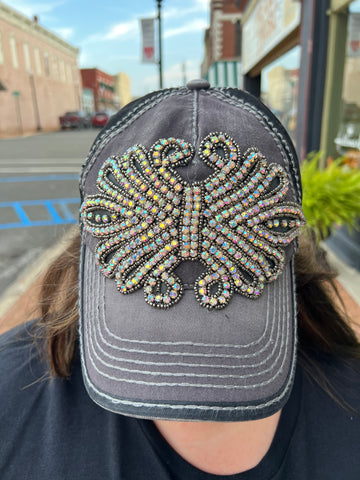 XL Bling Winged Fleurdelis High Contrast Cap charcoal/black gunmetal/ab