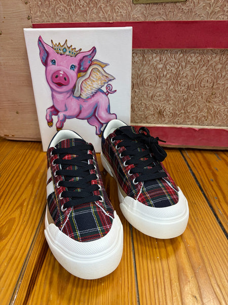 Corkys Thats Her Sneaker Navy Plaid