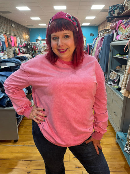 Pink Acid Washed Sweatshirt