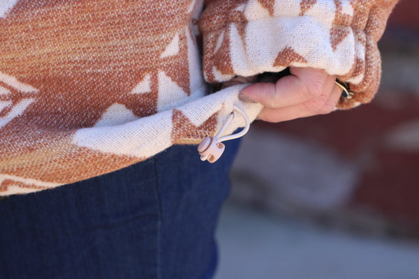 Plus Aztec Printed Henley Woven Pullover Top