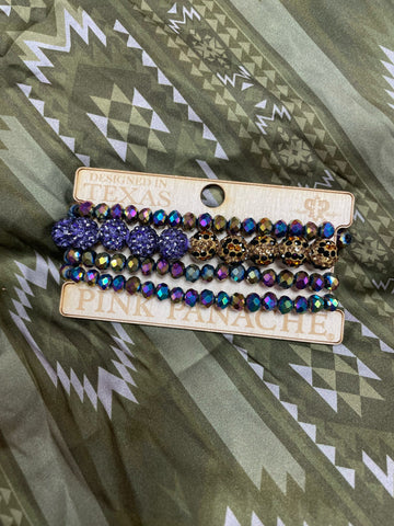 Mixed Bead Bracelet Set Purple