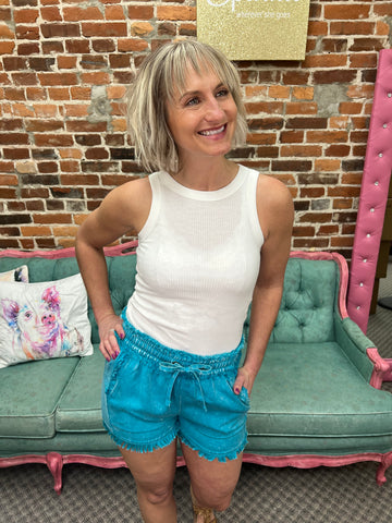 Lt. Teal Drawstring Shorts