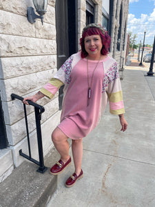 Blush Rose Half Sleeve Floral Print Dress Plus Size