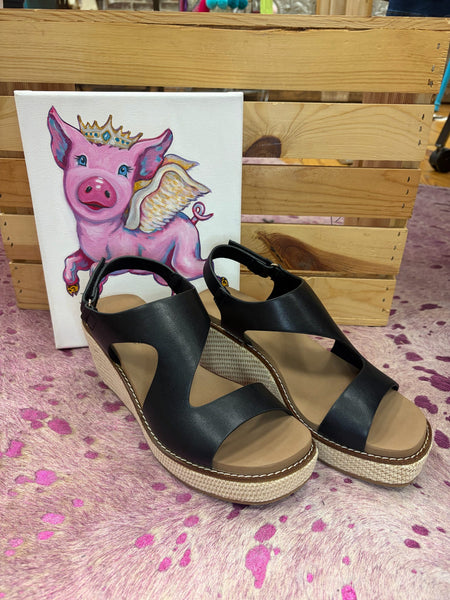 Corkys Steppin Out Wedge Black