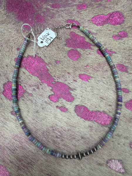 Sterling Silver Pearls & Purple Dolomite Heishi Necklace