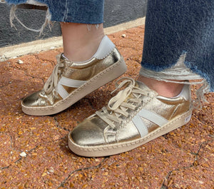 Corkys Friend Zone Sneaker Gold Crinkle Metallic