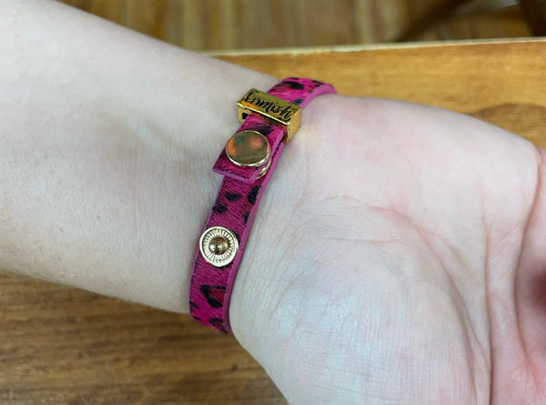 Hot Pink Leopard Cuff Silver