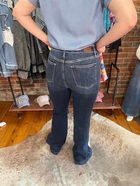 Judy Blue Kelly High Rise Angled Side Seam Flare Jeans