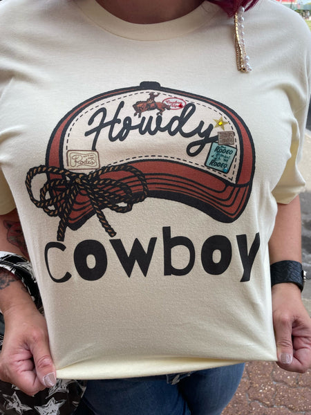 Howdy Hat on Natural Tee w/ Bling