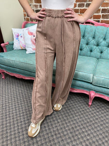 Caramel Mineral Wash Raw Outseam Pants