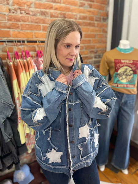 Denim Washed Star Patch Jacket