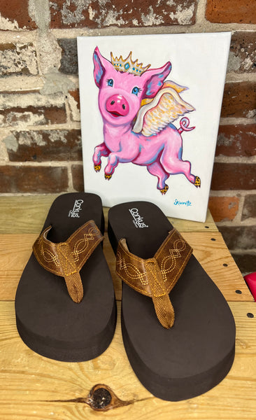 Corkys Overboard Flip Flops Saddle