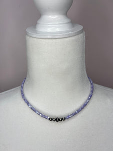 Purple Shell Heishi Choker w/ Sterling Silver Pearls