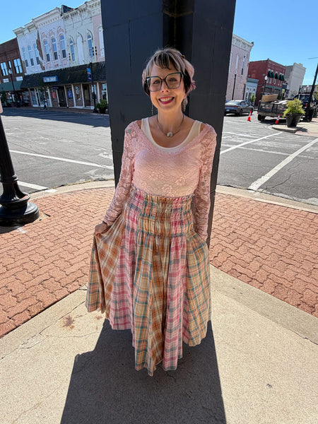 Amber Mixed Plaid Maxi Skirt