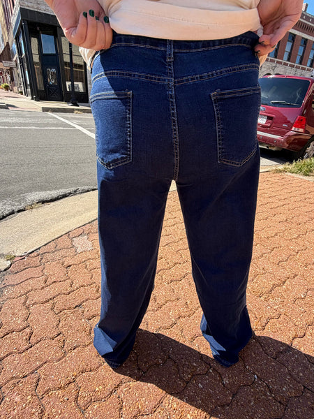 Coco+Carmen EverStretch Wide Leg w/ Stud Details Indigo Dark Jeans